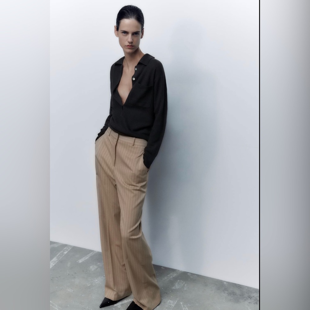 ZARA extrasoft 100% wool knit polo (S)